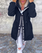 Women's Hooded Longline Jacket with Drawstring Waist