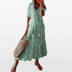 Women Boho Maxi Dress V Neck