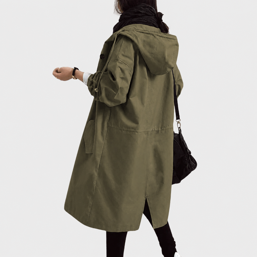 Women’s Long Hooded Button-Front Coat