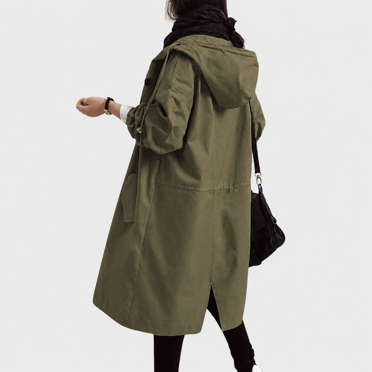 Women’s Long Hooded Button-Front Coat
