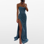 Women Corset Slit Evening Maxi Dress