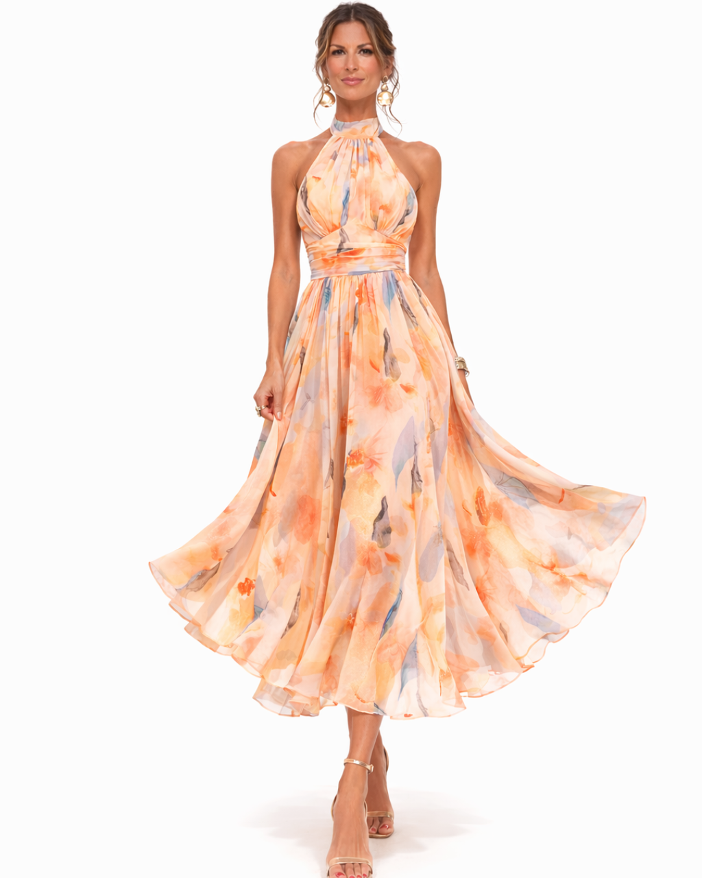 Women's Floral Halter Midi Dress