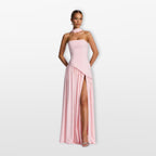 Women’s Strapless Maxi Dress Elegant High Slit