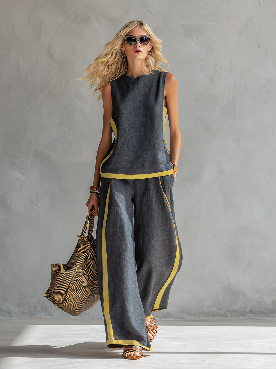 Women’s Pant Set with Contrast Trim