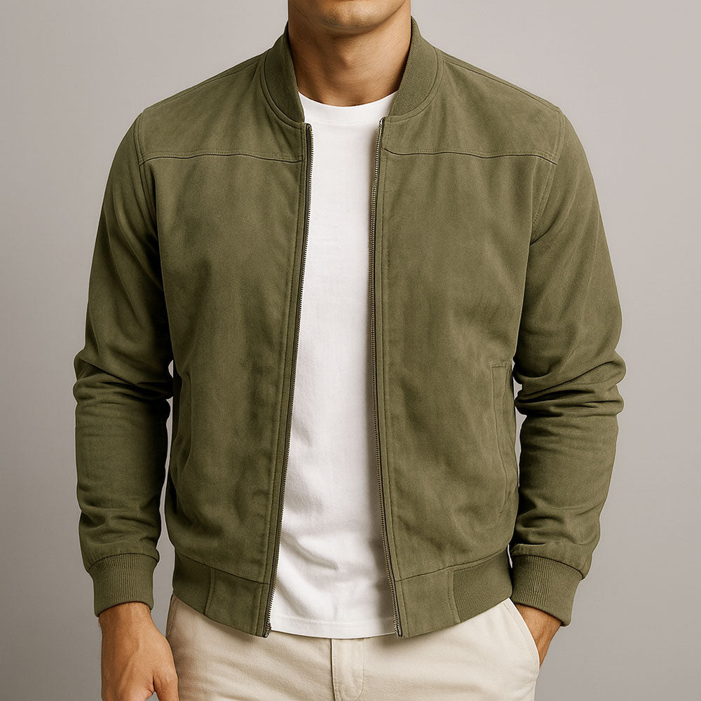 Men's Classic Suede Bomber Jacket