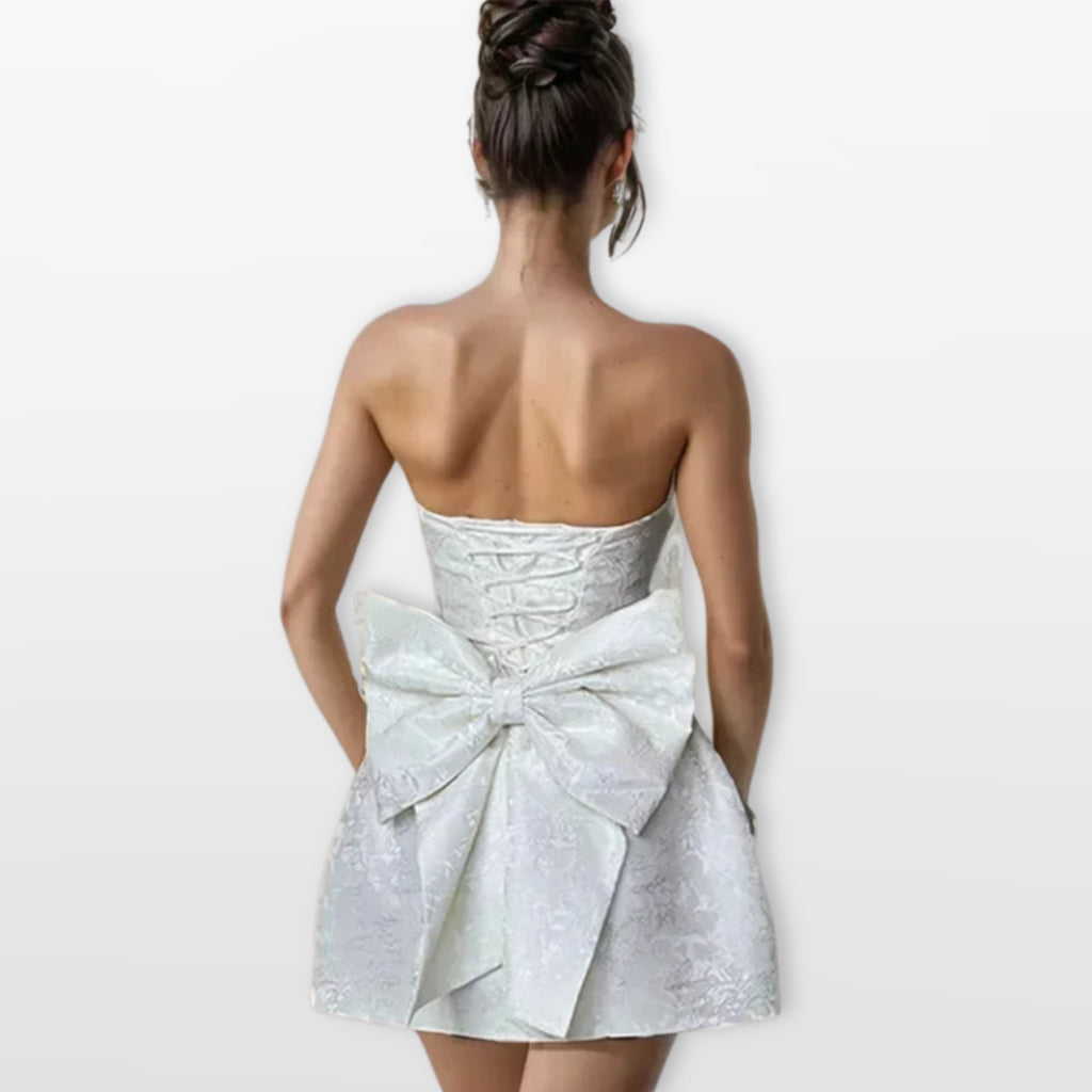 Women’s Strapless Mini Dress Bow Back