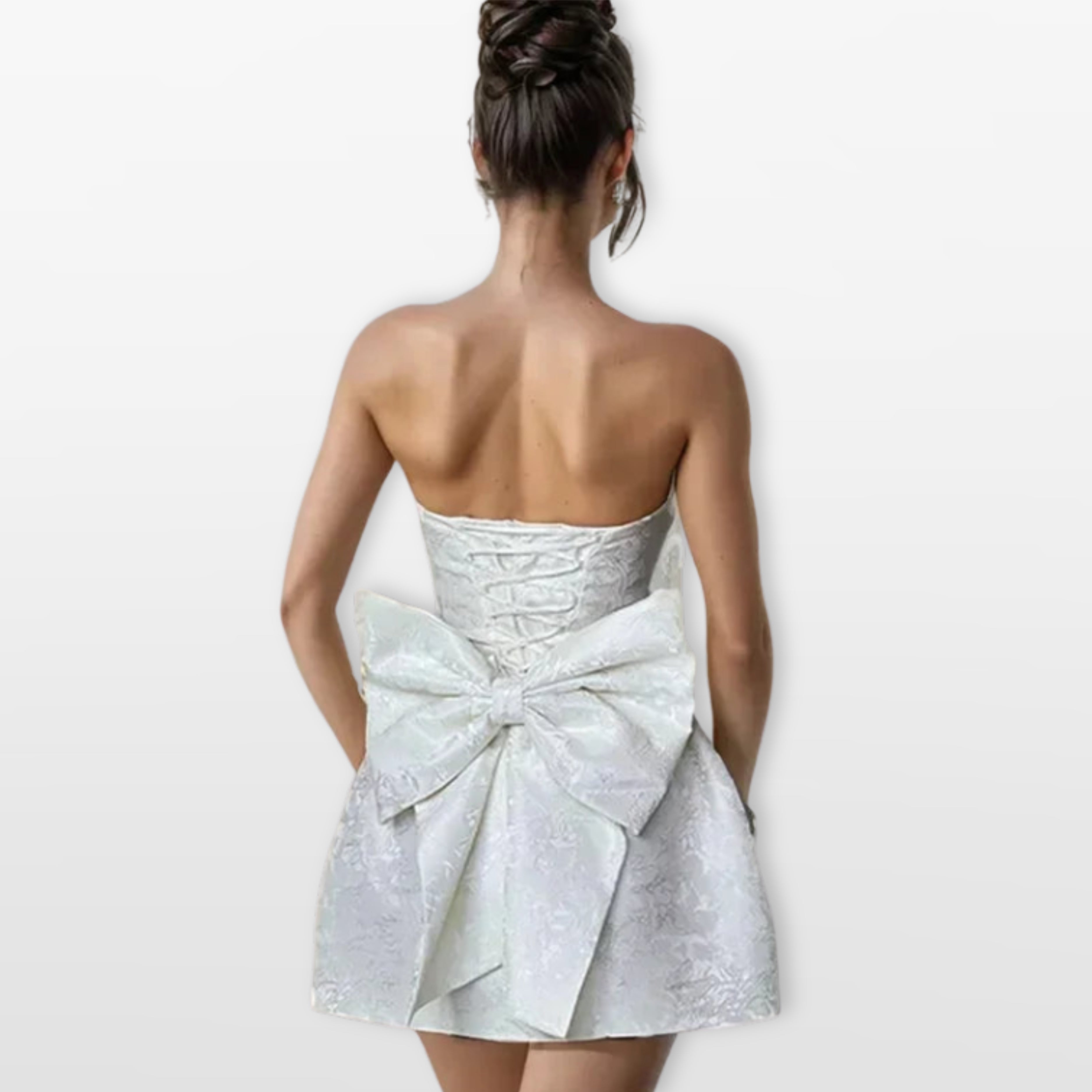 Women’s Strapless Mini Dress Bow Back