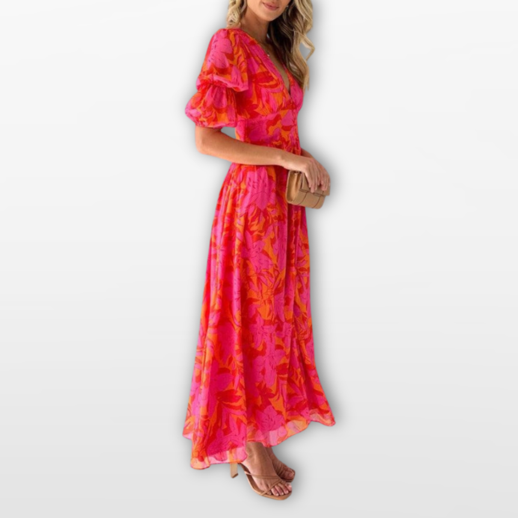 Women Floral Maxi Dress Elegant Silhouette