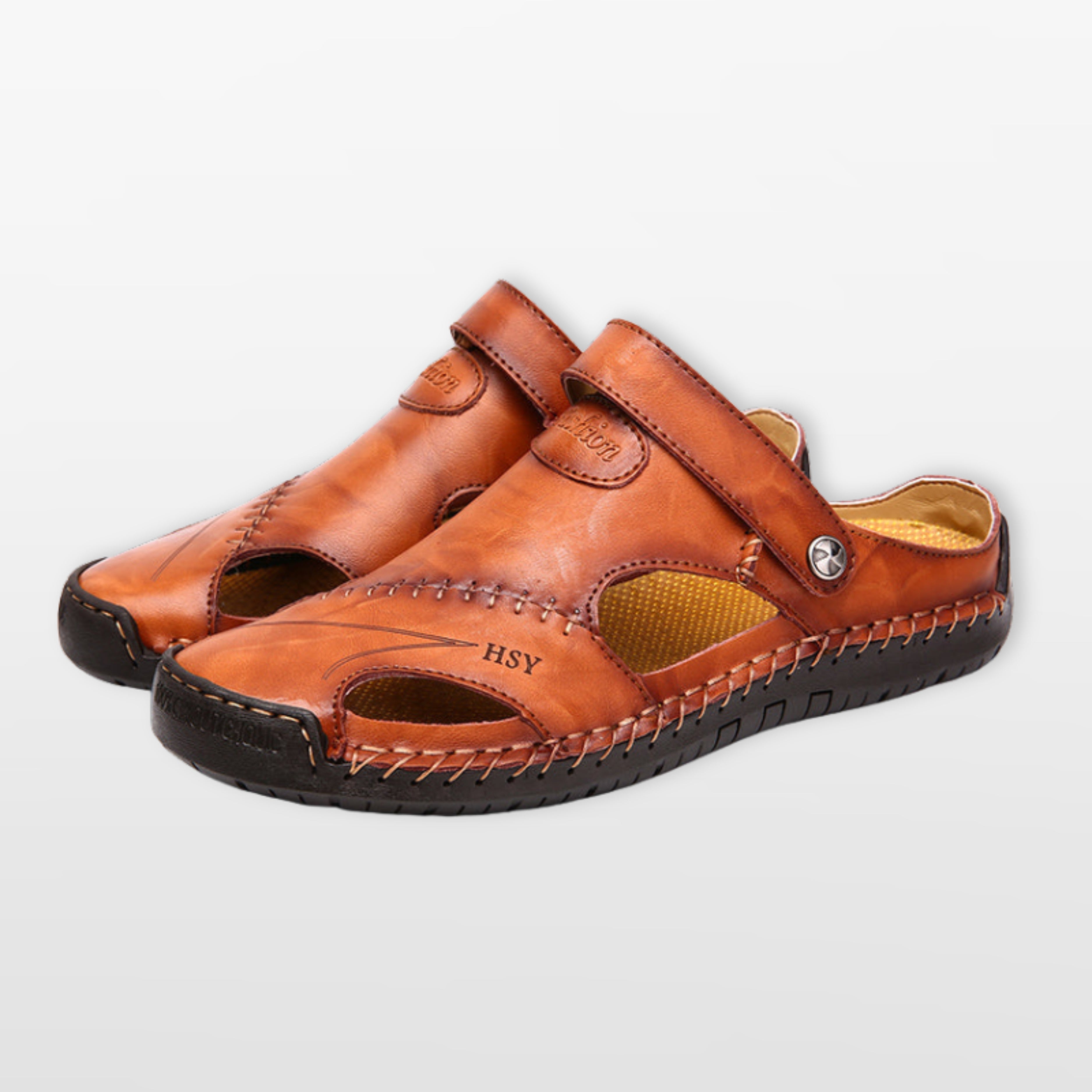 Men’s Leather Sandals Closed Toe Breathable