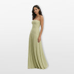 Women’s Strapless Pleated Maxi Dress Elegant