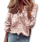 Women Ruffle V Neck Blouse Elegant Top