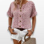 Women Floral Button Blouse Casual Summer Top