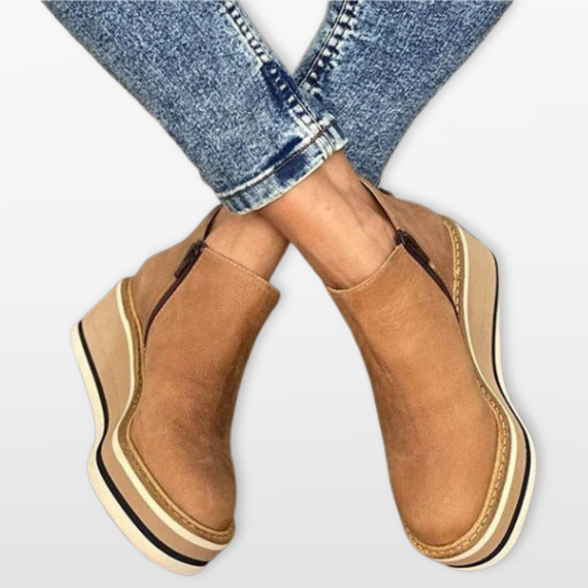 Women Platform Ankle Boots Slip On