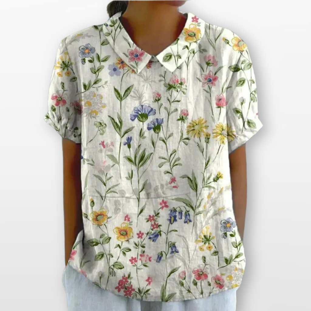 Women Floral Collar Blouse Casual Top