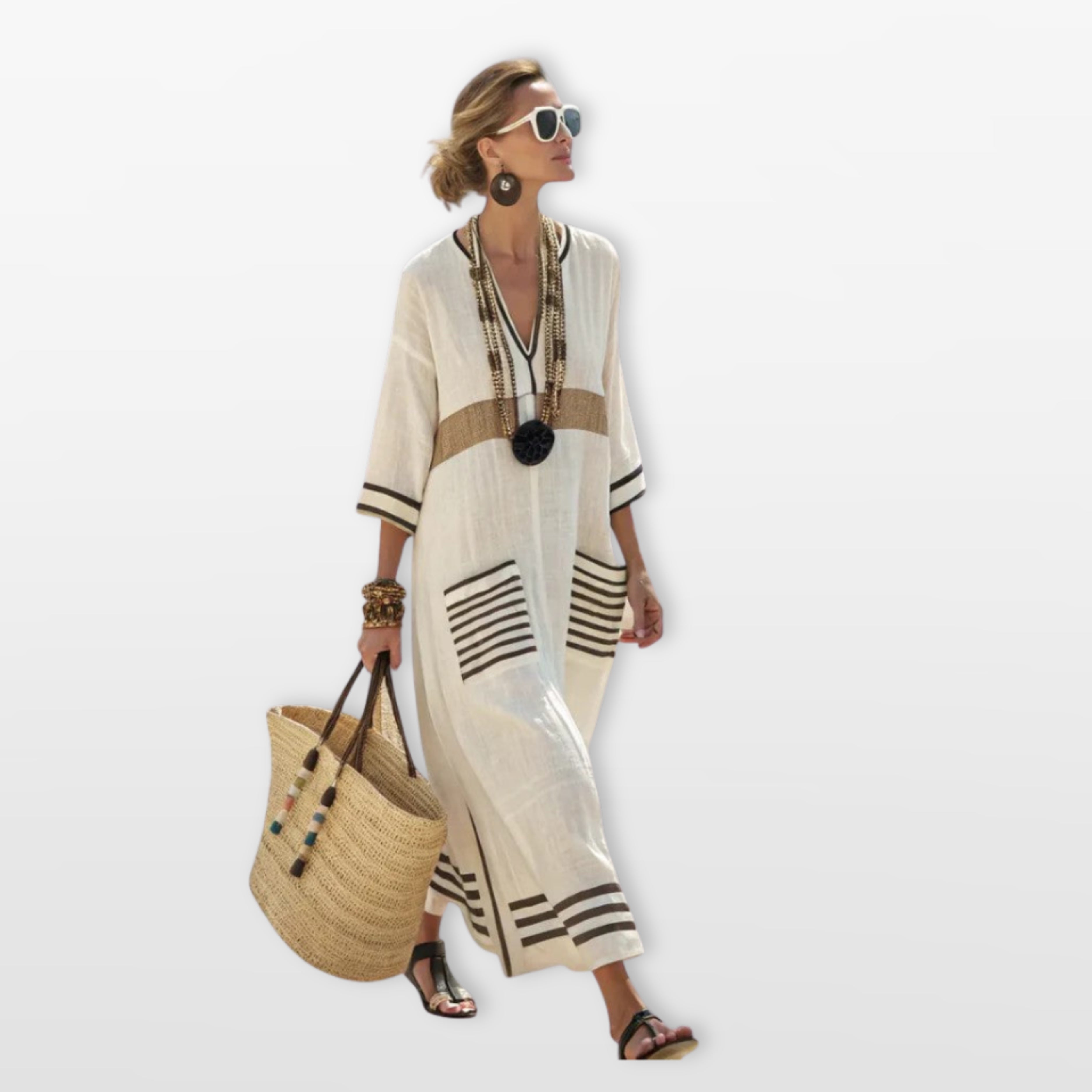 Women Boho Striped Maxi Dress
