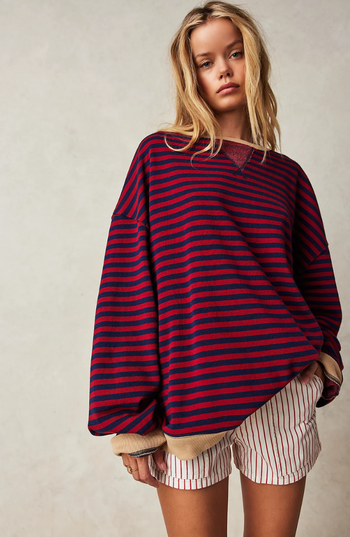 Women's Relaxed Fit Striped Knit Top