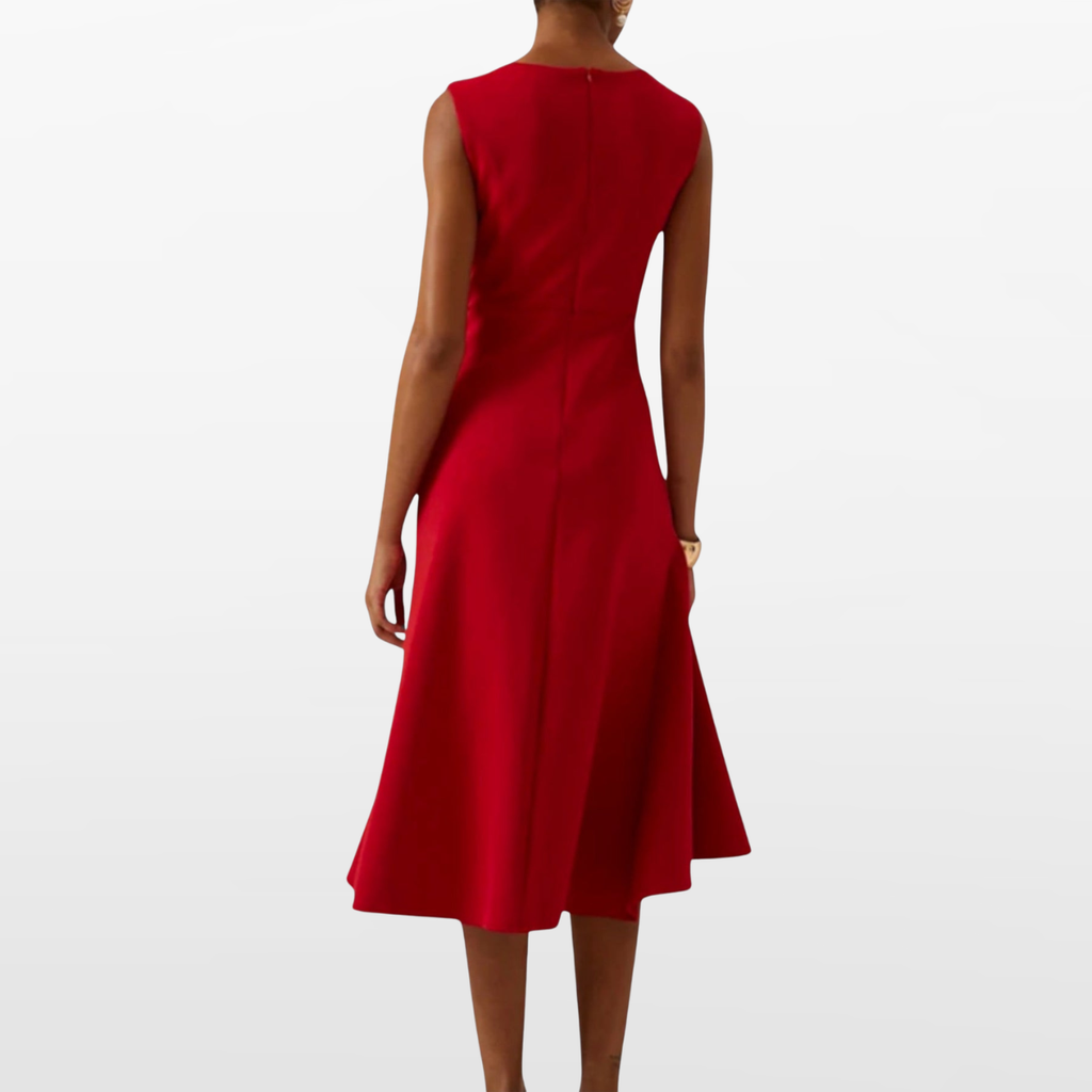 Women Elegant Midi Dress Sculpted Silhouette
