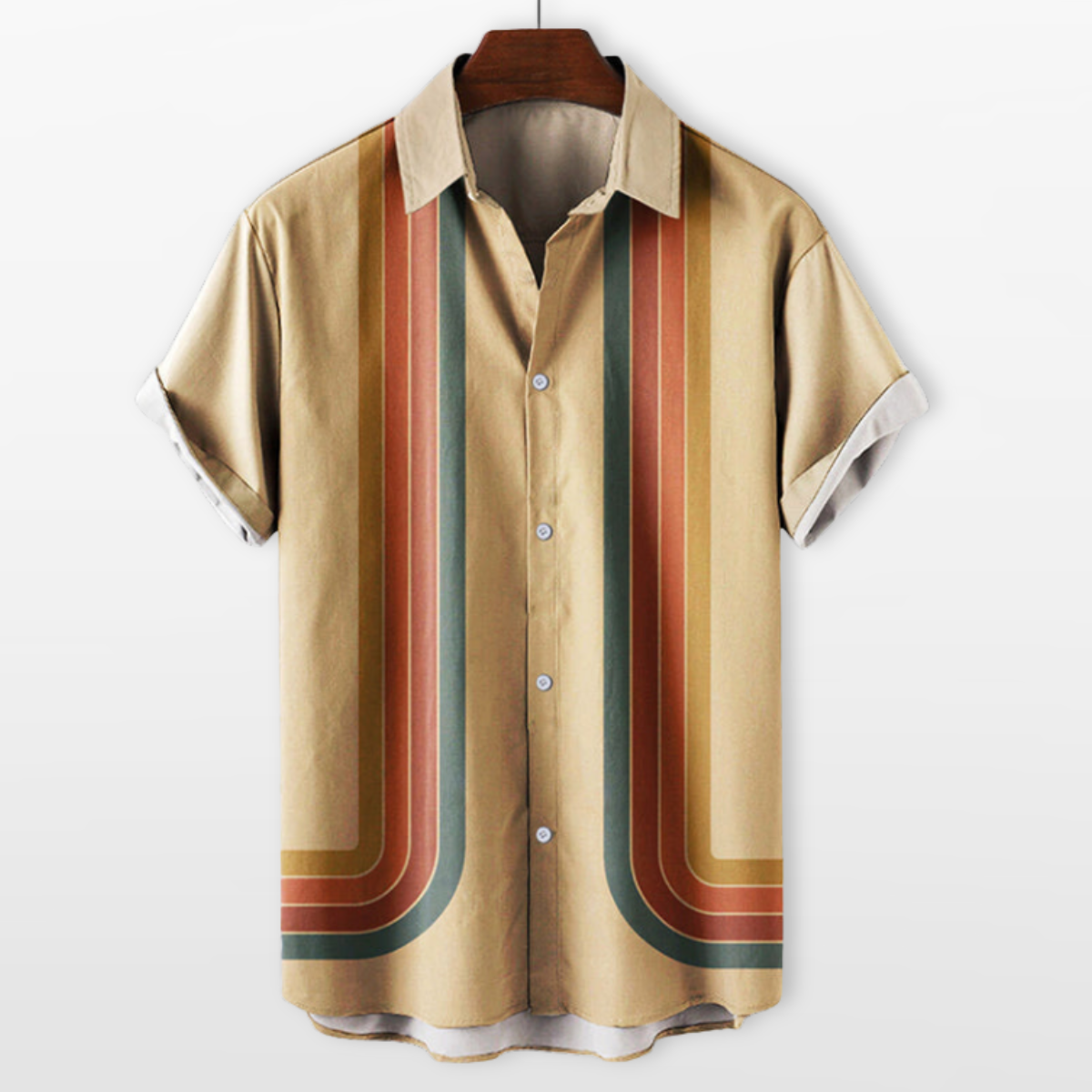 Men Retro Stripe Short Sleeve Shirt