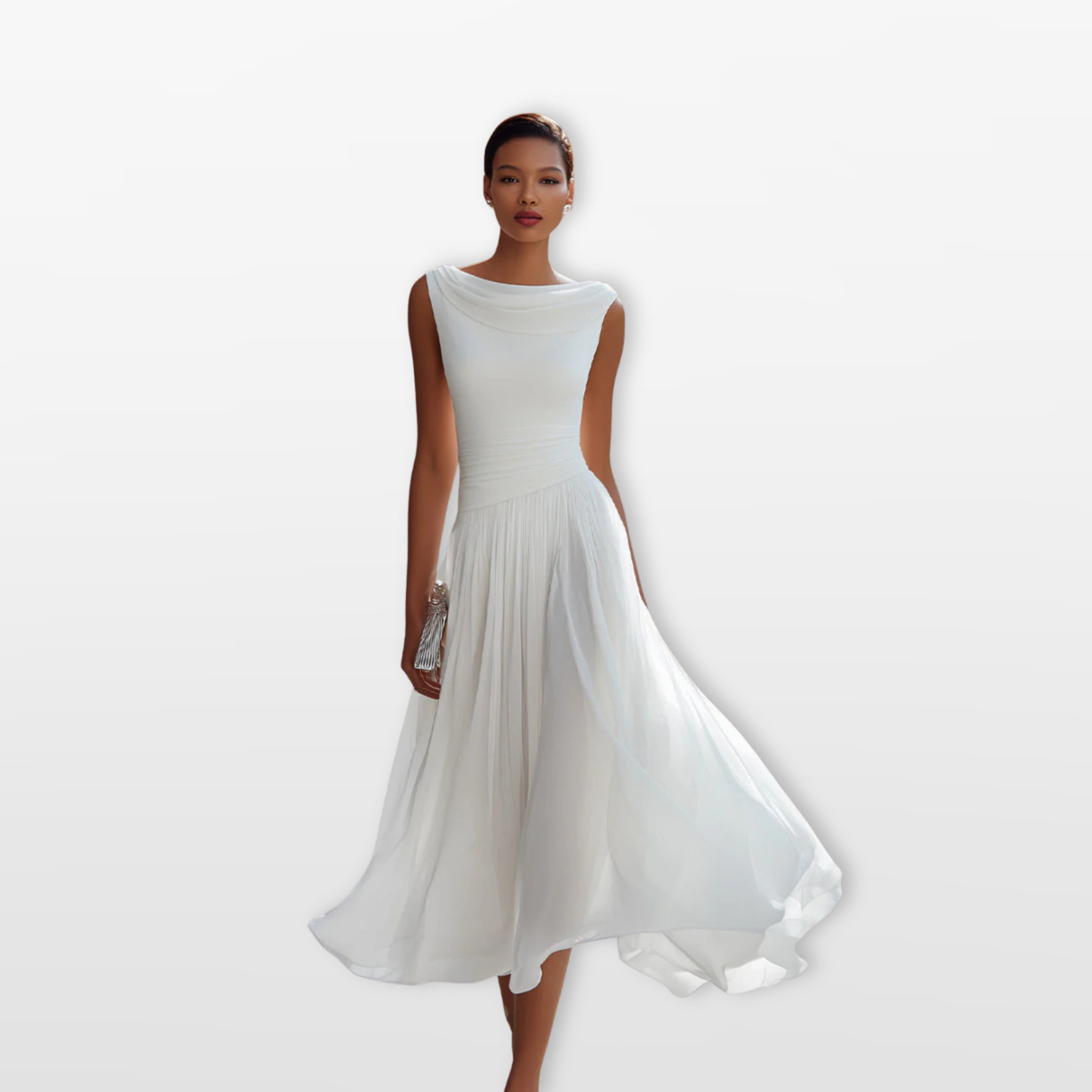Women’s Elegant Pleated Midi Dress