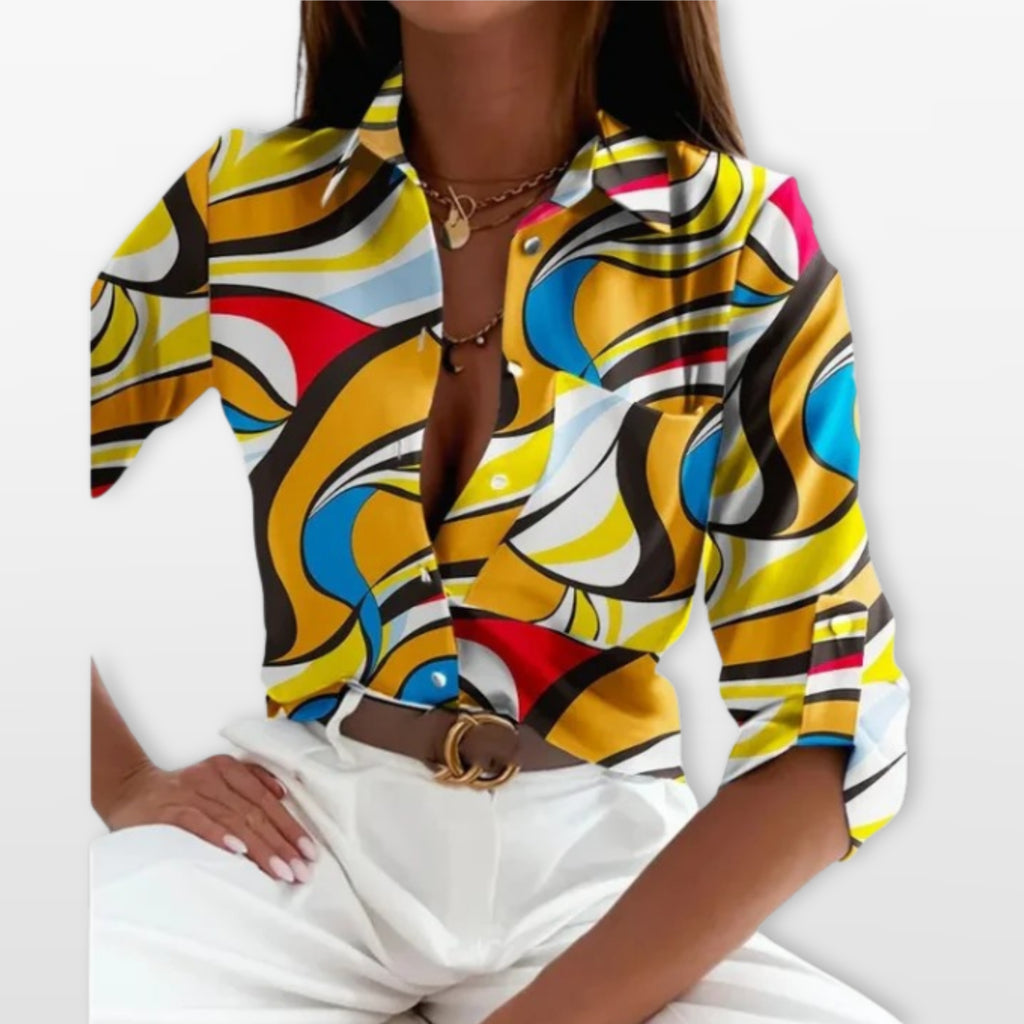 Women’s Printed Button Down Shirt Patterned Statement