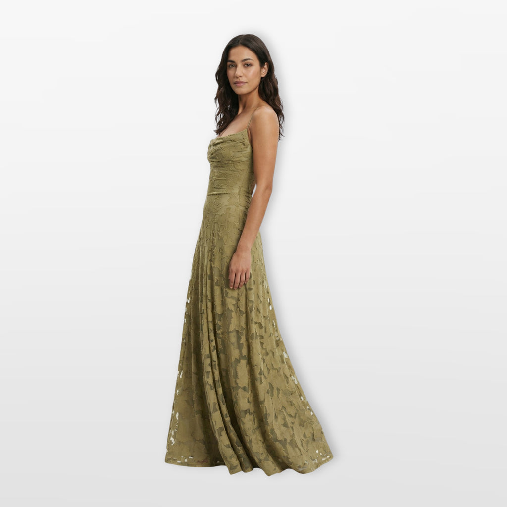 Women’s Lace Back Evening Dress A Line Maxi