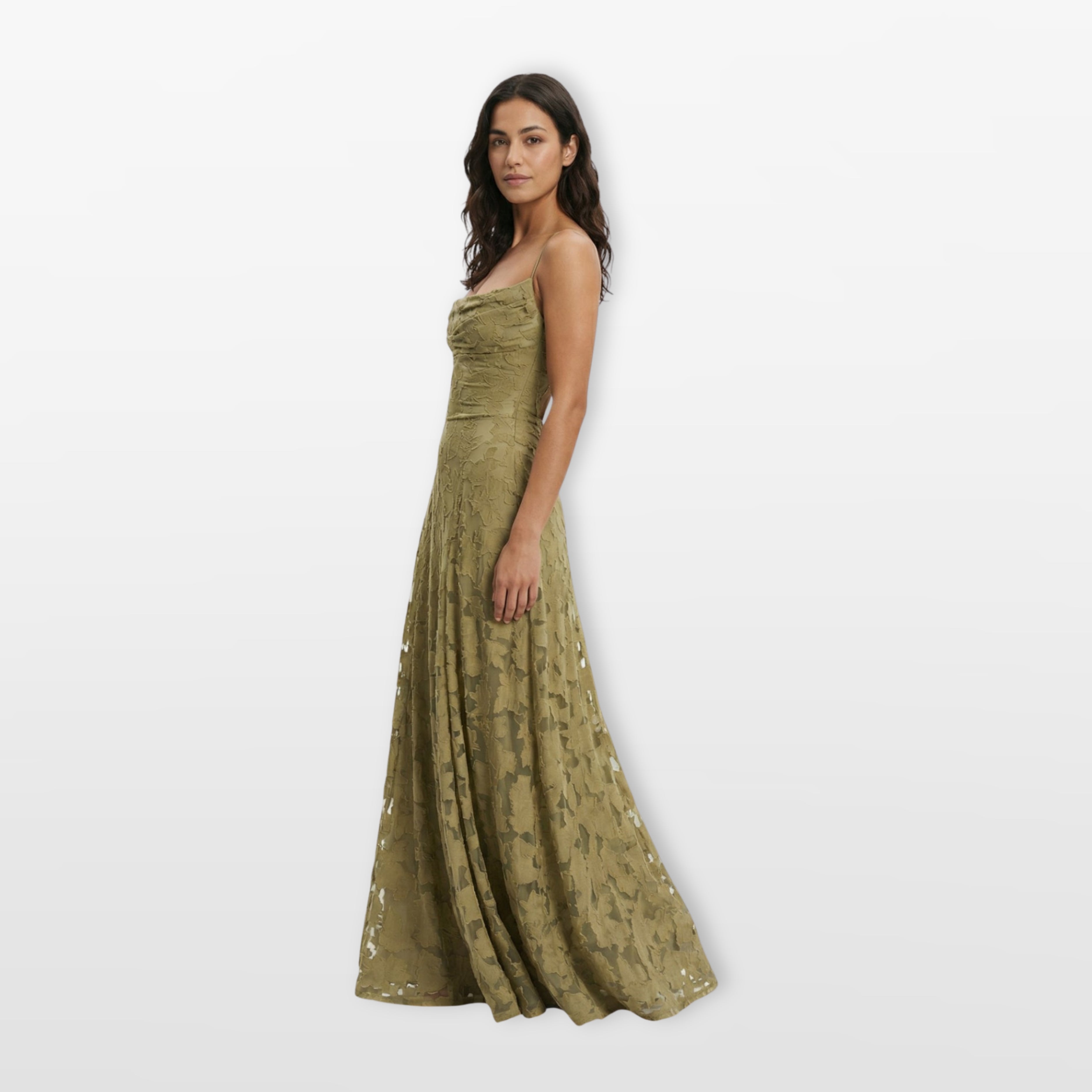Women’s Lace Back Evening Dress A Line Maxi