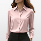 Women’s Satin Blouse Elegant Button Shirt