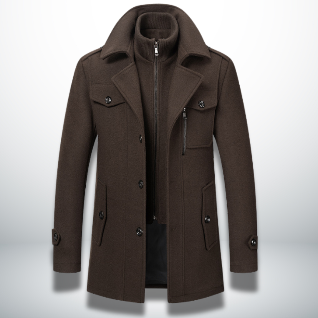 Men’s Layered Stand-Collar Coat