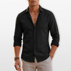 Men's Long Sleeve Linen-Look Shirt