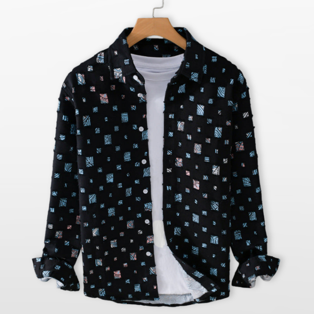 Men Patterned Casual Button Down Shirt