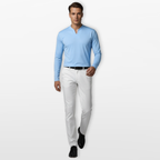 Men Long Sleeve V Neck Shirt Slim