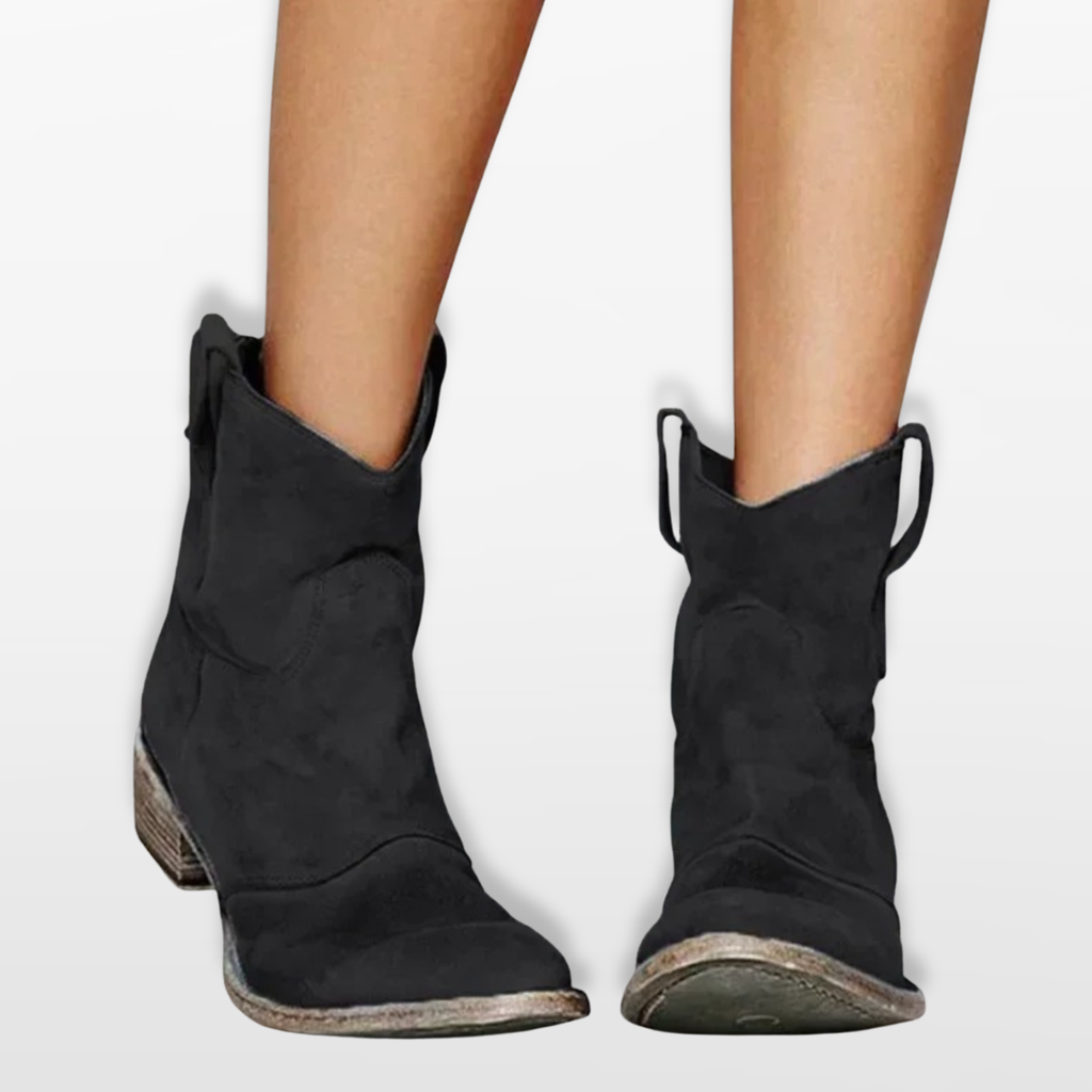 Women Western Ankle Boots Block Heel