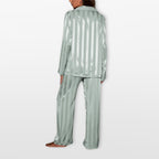 Women’s Satin Pajama Set Striped Loungewear