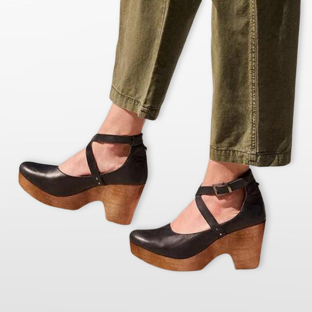 Women Cross Strap Block Heel Shoes