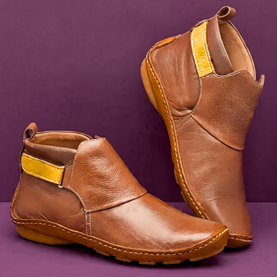 Women’s Contrast Strap Flat Ankle Boots