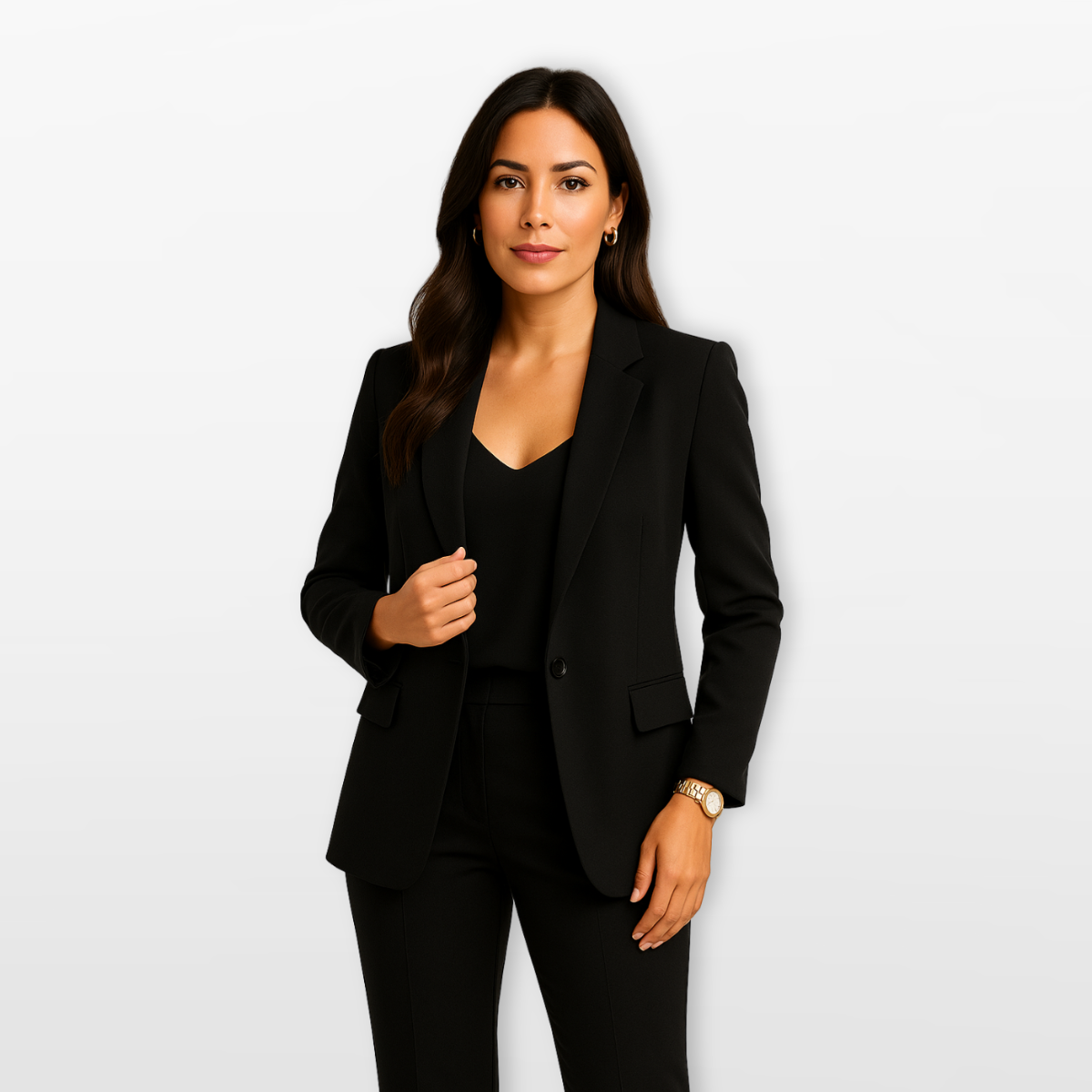 Women Tailored Single Button Blazer Jacket