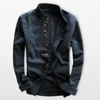 Men Mandarin Collar Button Up Shirt