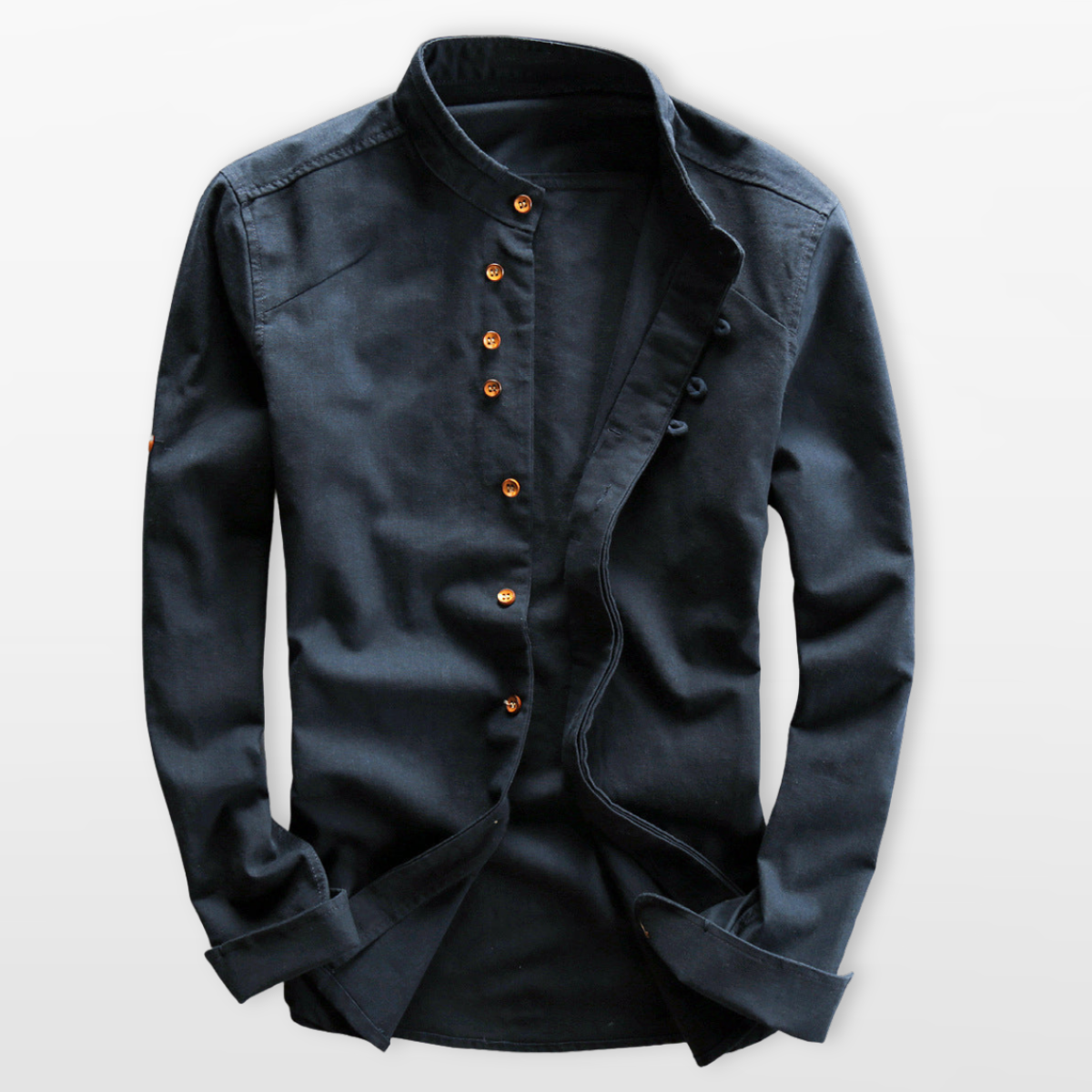 Men Mandarin Collar Button Up Shirt