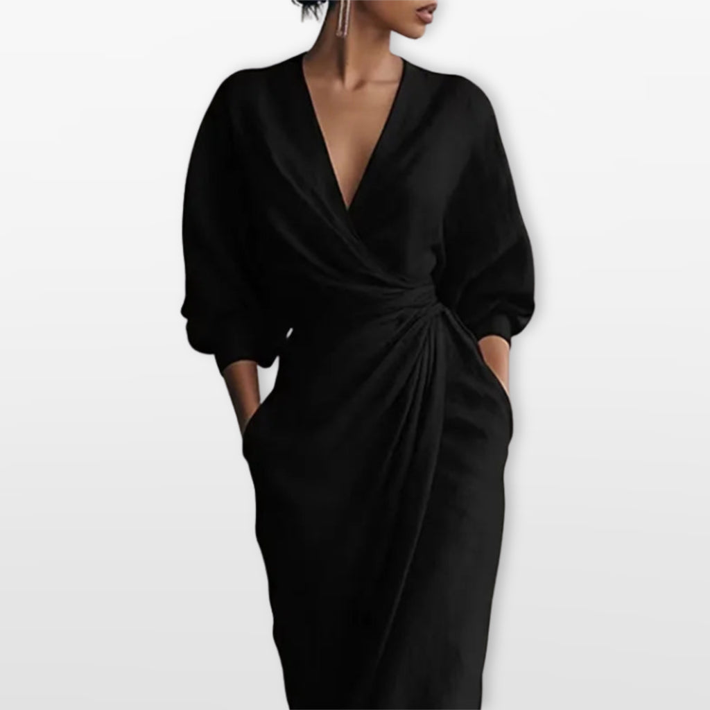 Women’s Wrap Maxi Dress Elegant Draped Fit