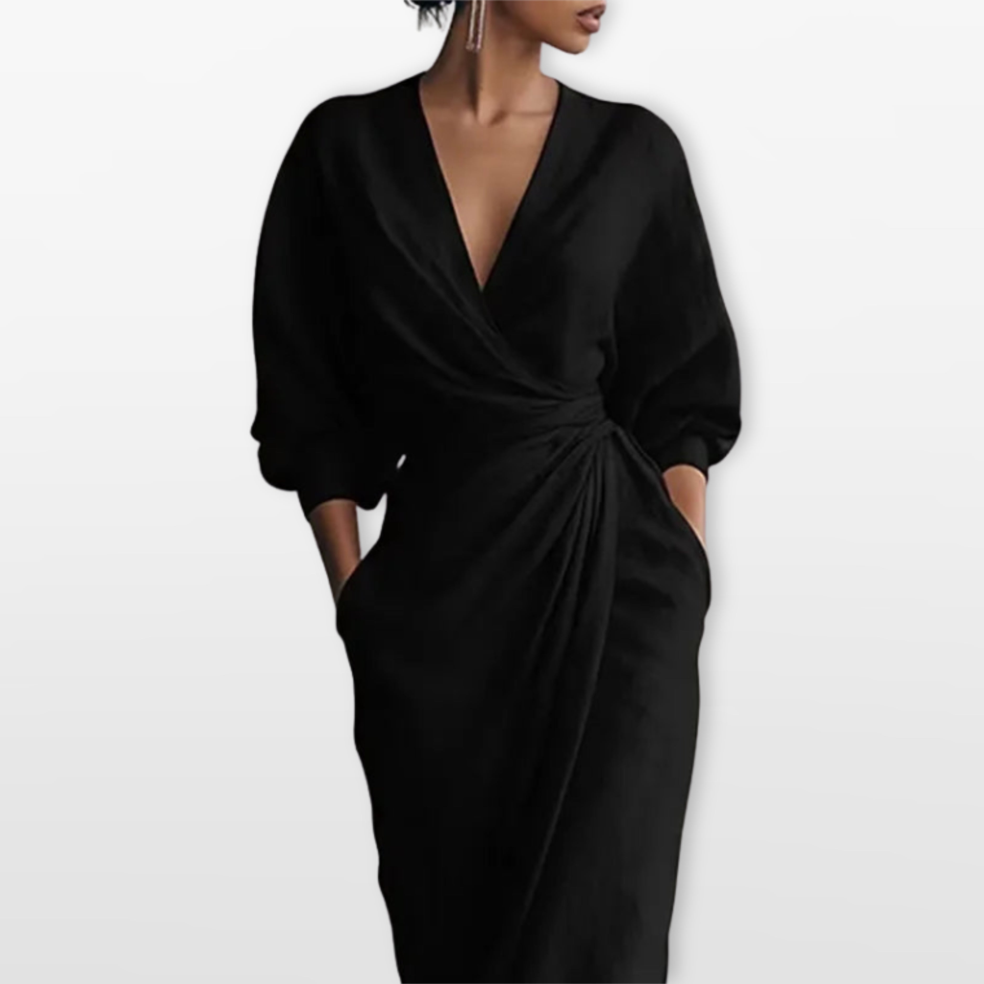Women’s Wrap Maxi Dress Elegant Draped Fit