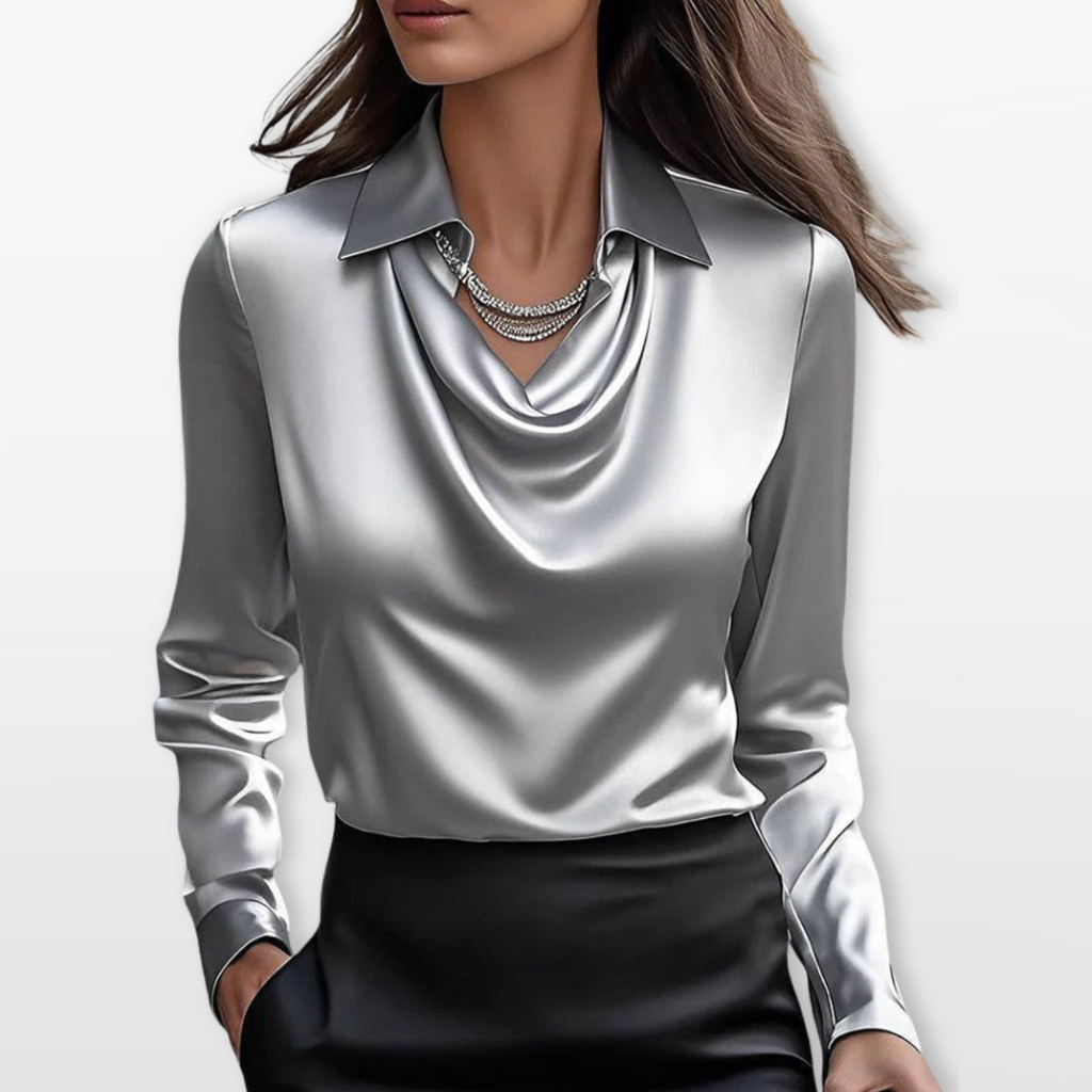 Women Draped Cowl Neck Blouse