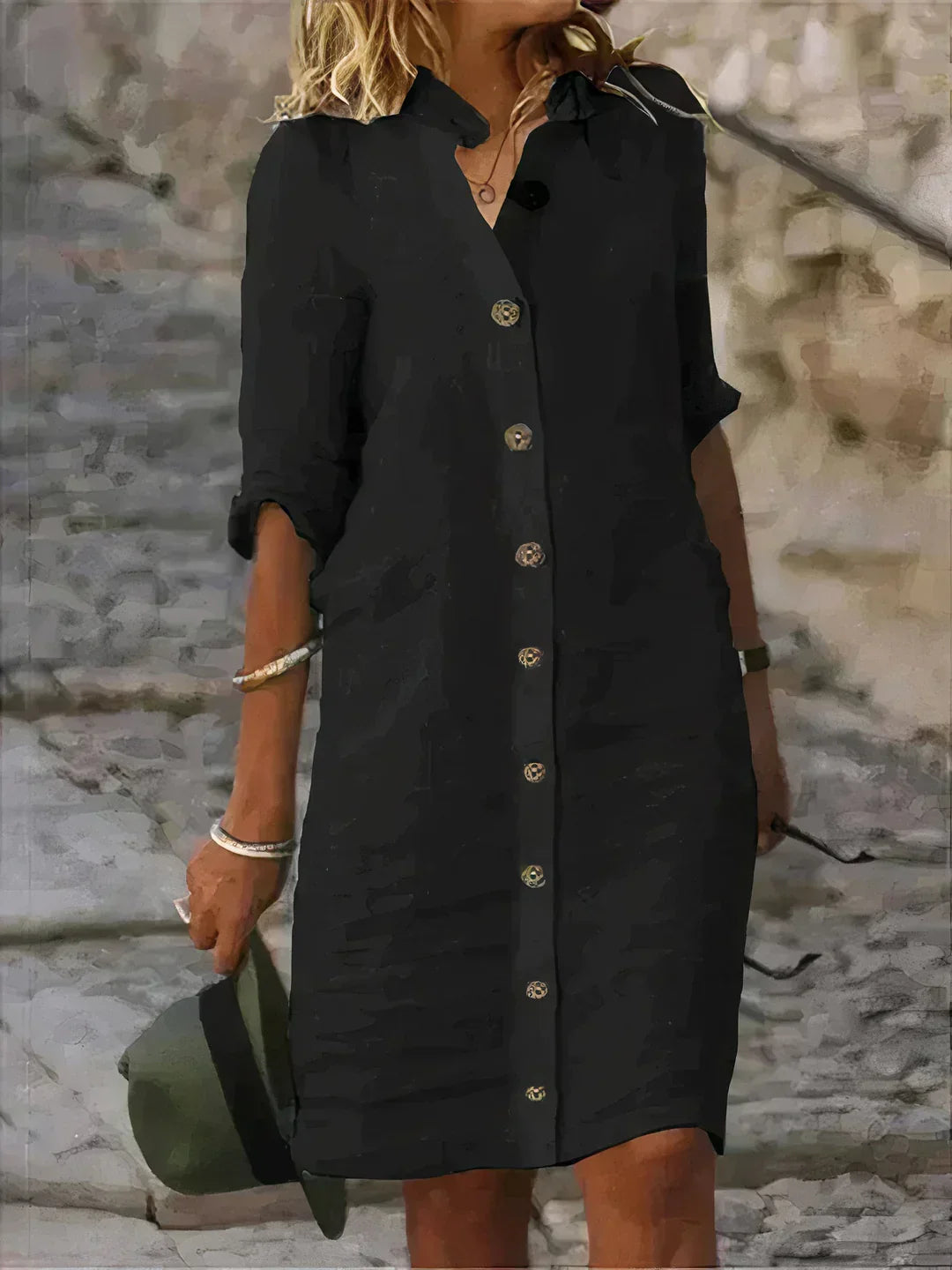 Women's Button Front Shirt Dress