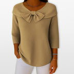 Women Ribbed Bow Knit Top