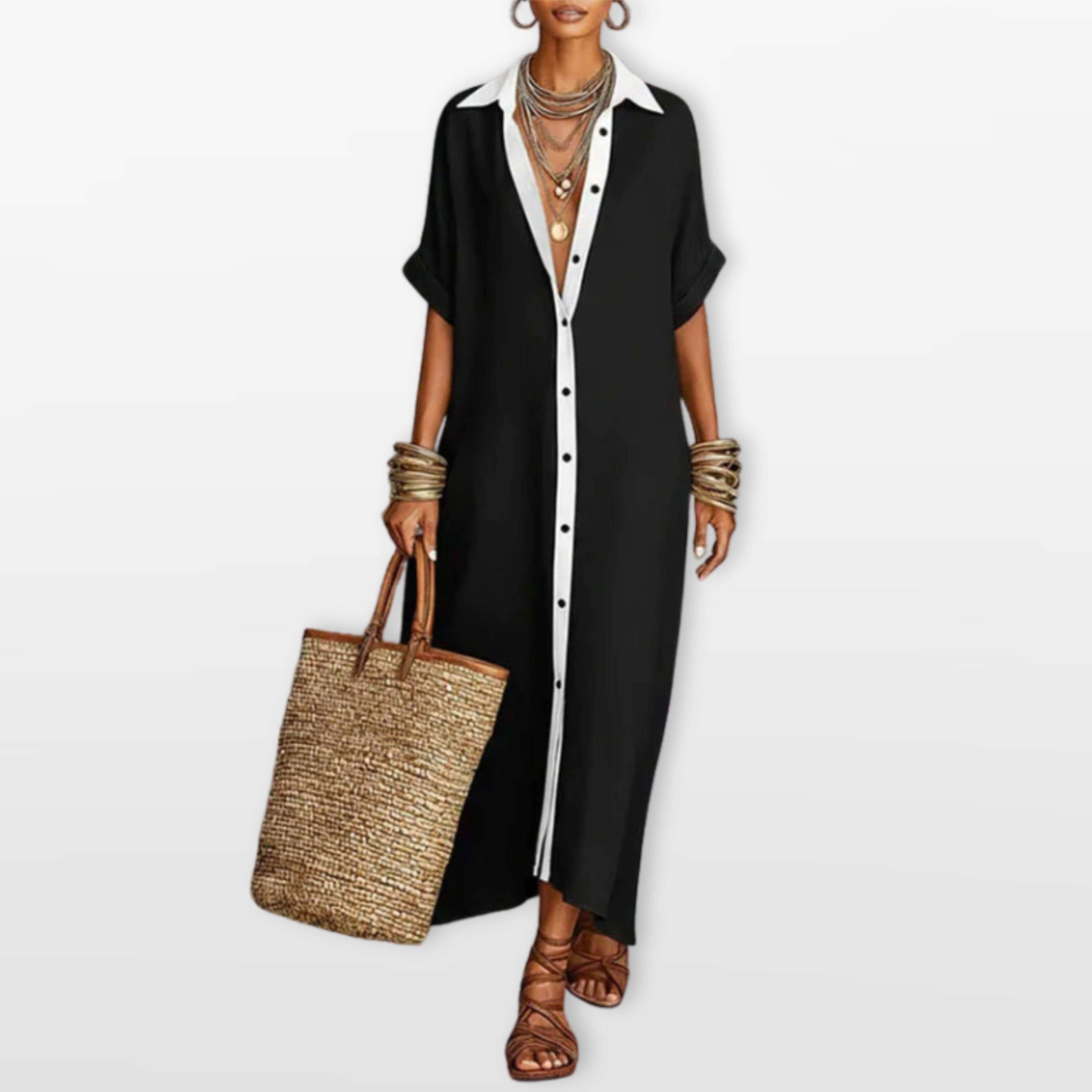Women’s Maxi Shirt Dress Oversized Button
