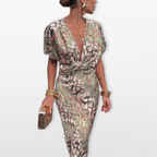 Women Twist Front Midi Evening Dress