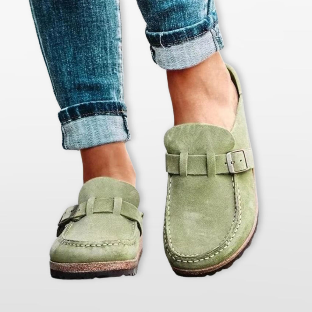 Women Buckle Loafer Mules