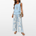 Women Two Piece Wide Leg Pant Set