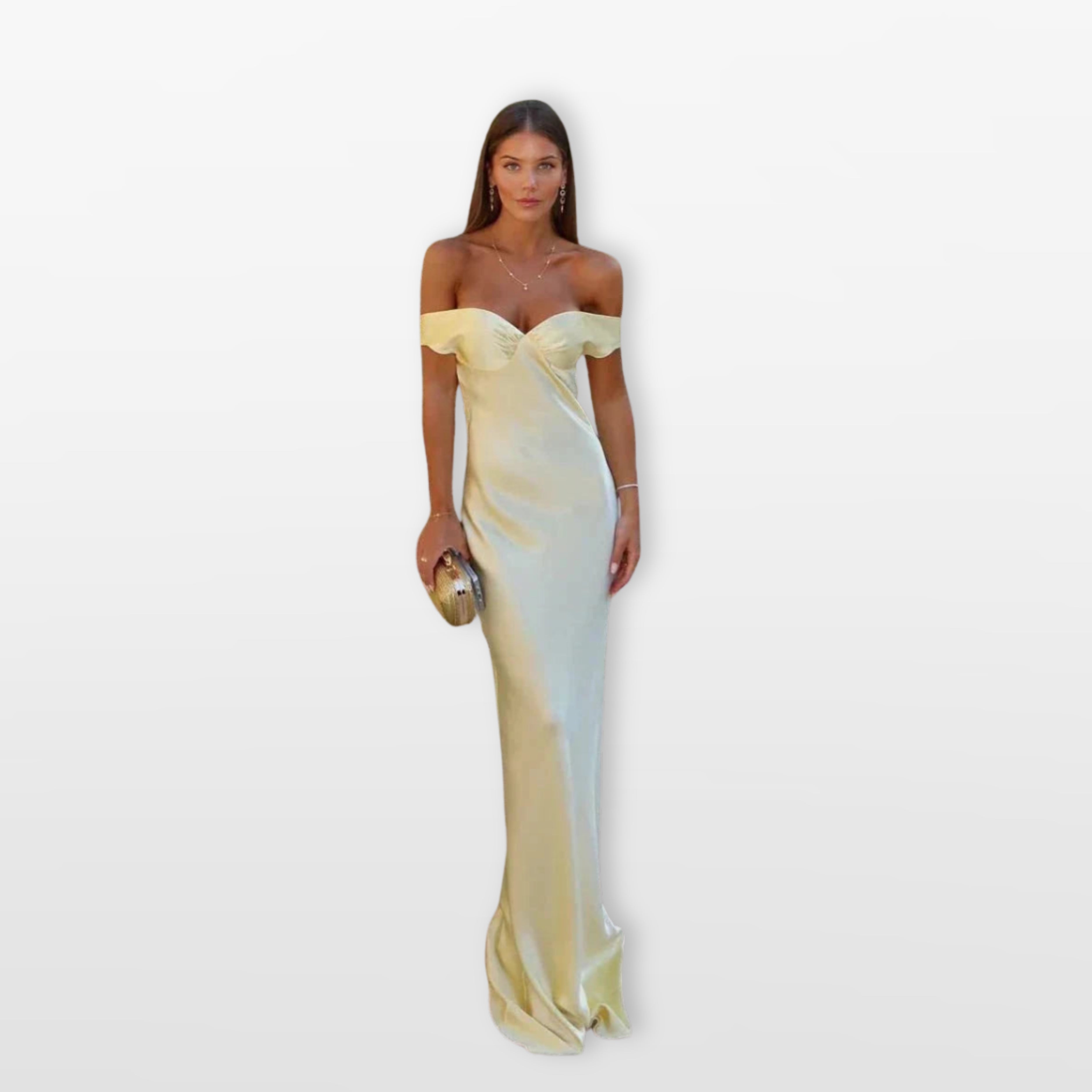 Women’s Satin Maxi Gown Off Shoulder Elegance