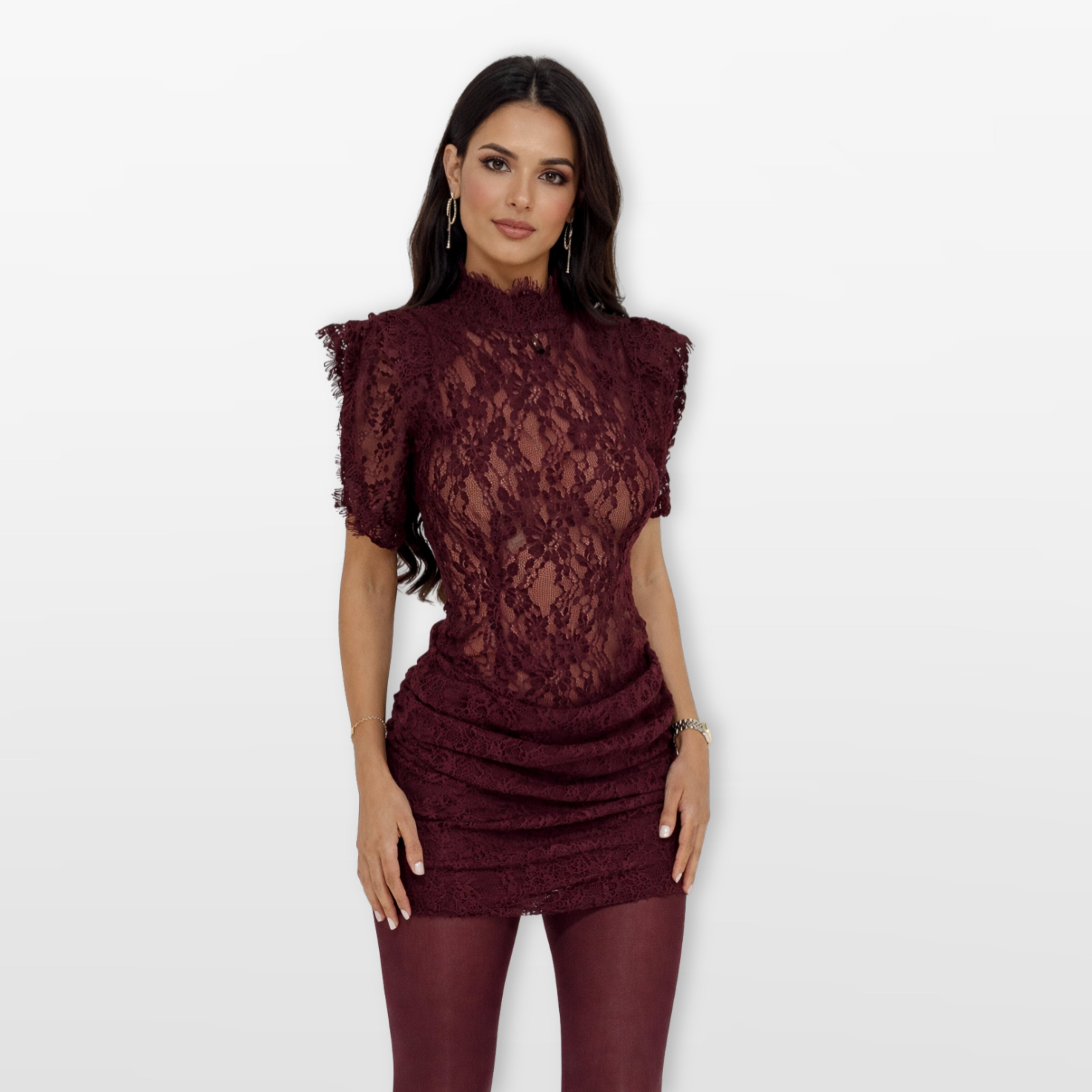 Women’s Sheer Lace Bodycon Mini Dress