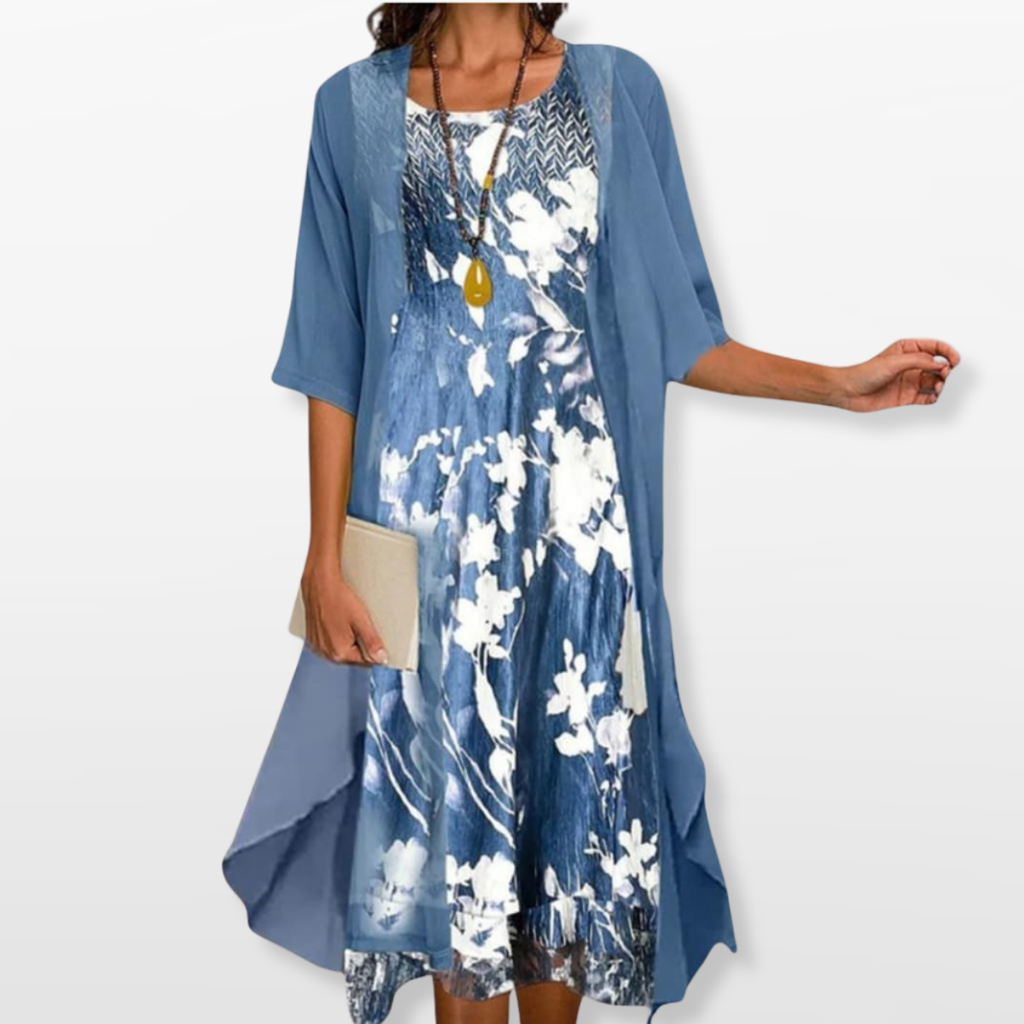 Women Layered Midi Dress Elegant Casual